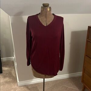 Mud Pie Deep Red Long Sleeve V-Neck Top